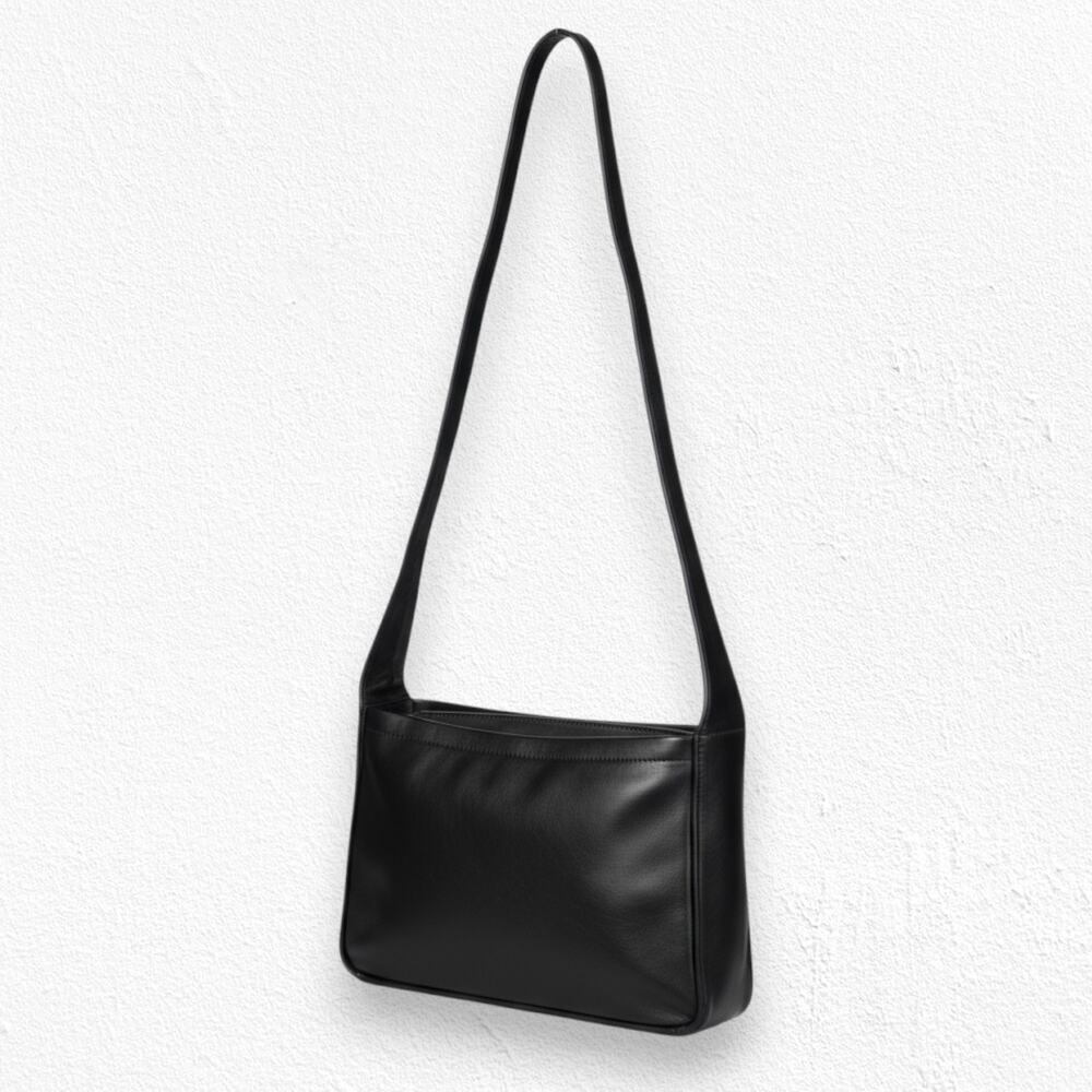 Vintage 80s 111 State Black Leather Shoulder Bag 80s Minimalist Heritage Purse